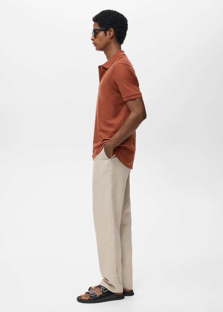 Regular-fit cotton piqué polo shirt — Burnt Orange