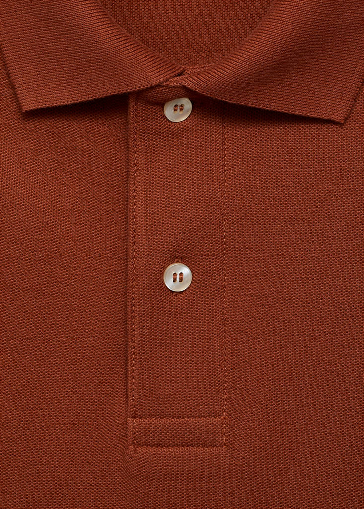 Regular-fit cotton piqué polo shirt — Burnt Orange