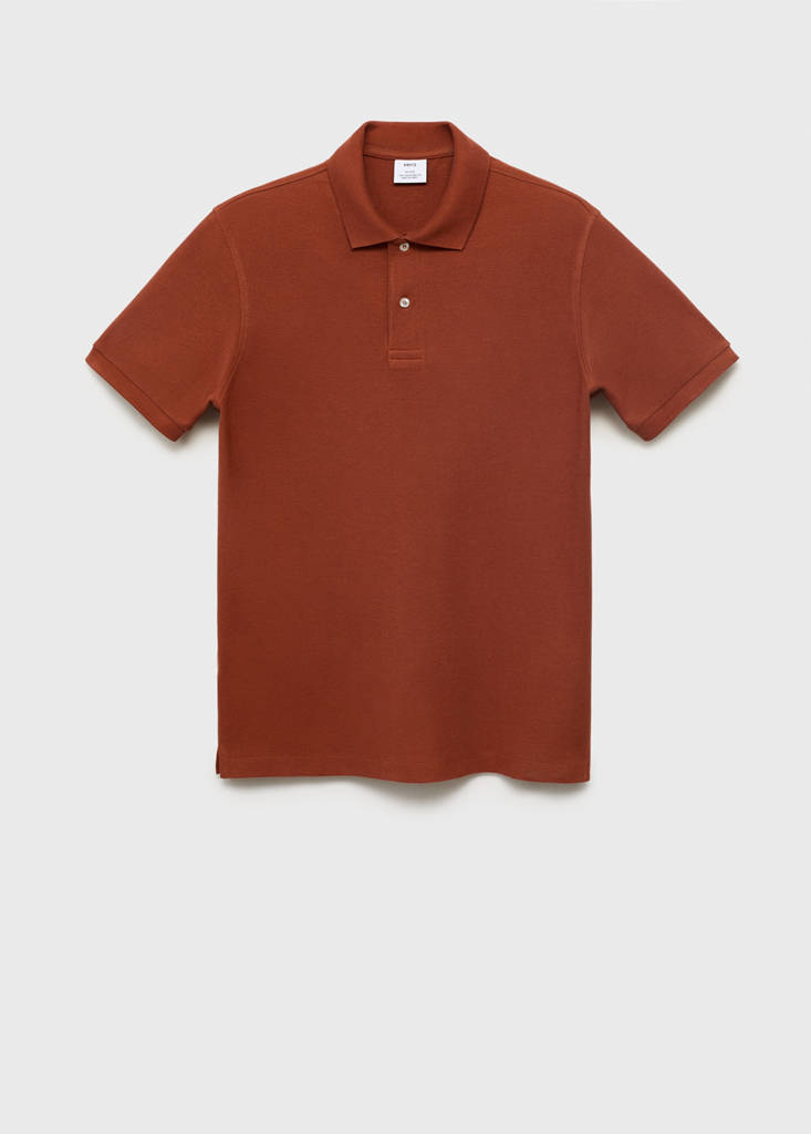 Regular-fit cotton piqué polo shirt — Burnt Orange