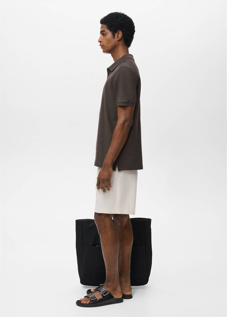 Regular-fit cotton piqué polo shirt — Chocolate