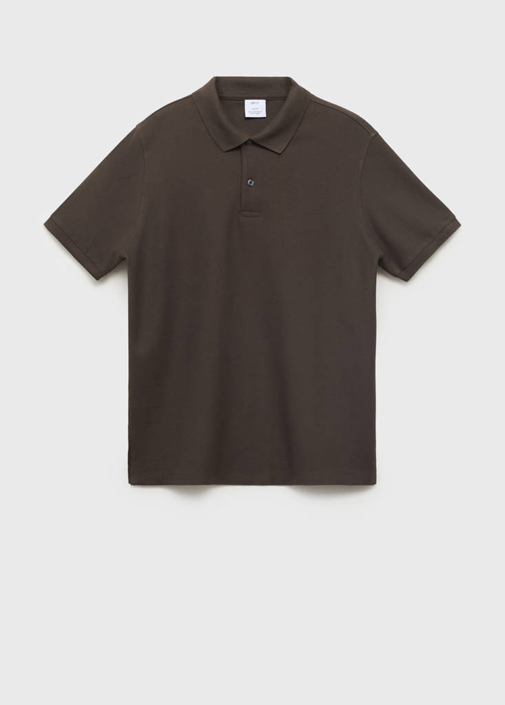 Regular-fit cotton piqué polo shirt — Chocolate