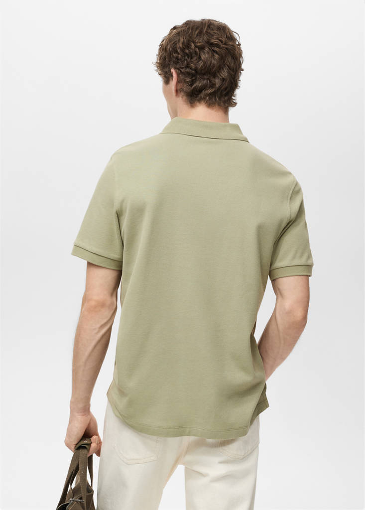 Regular-fit cotton piqué polo shirt — Khaki