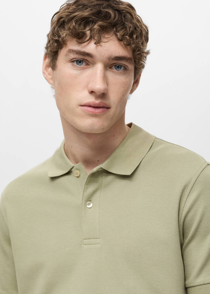 Regular-fit cotton piqué polo shirt — Khaki