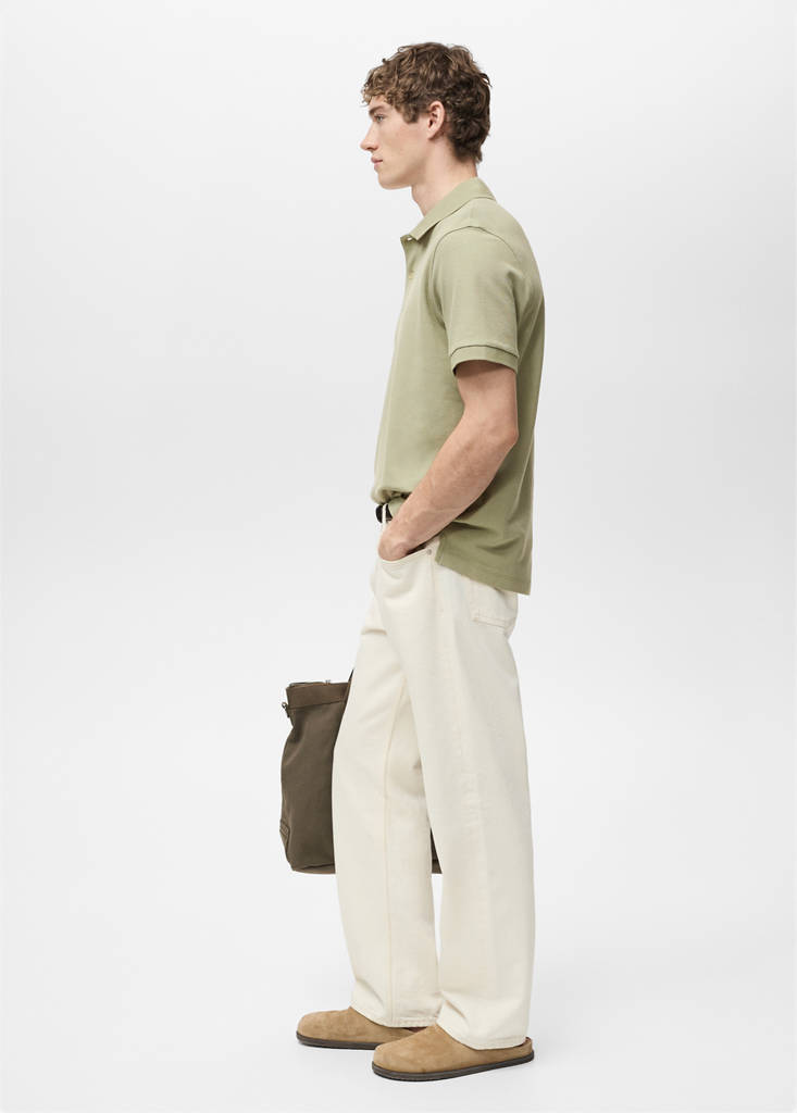 Regular-fit cotton piqué polo shirt — Khaki
