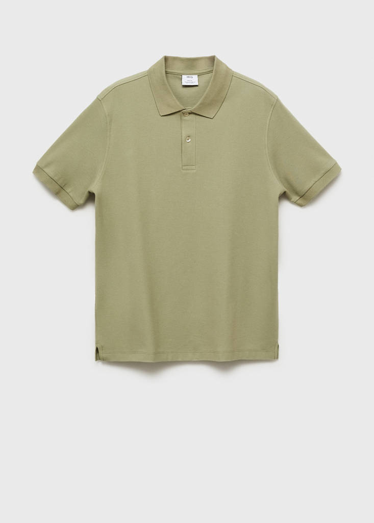 Regular-fit cotton piqué polo shirt — Khaki