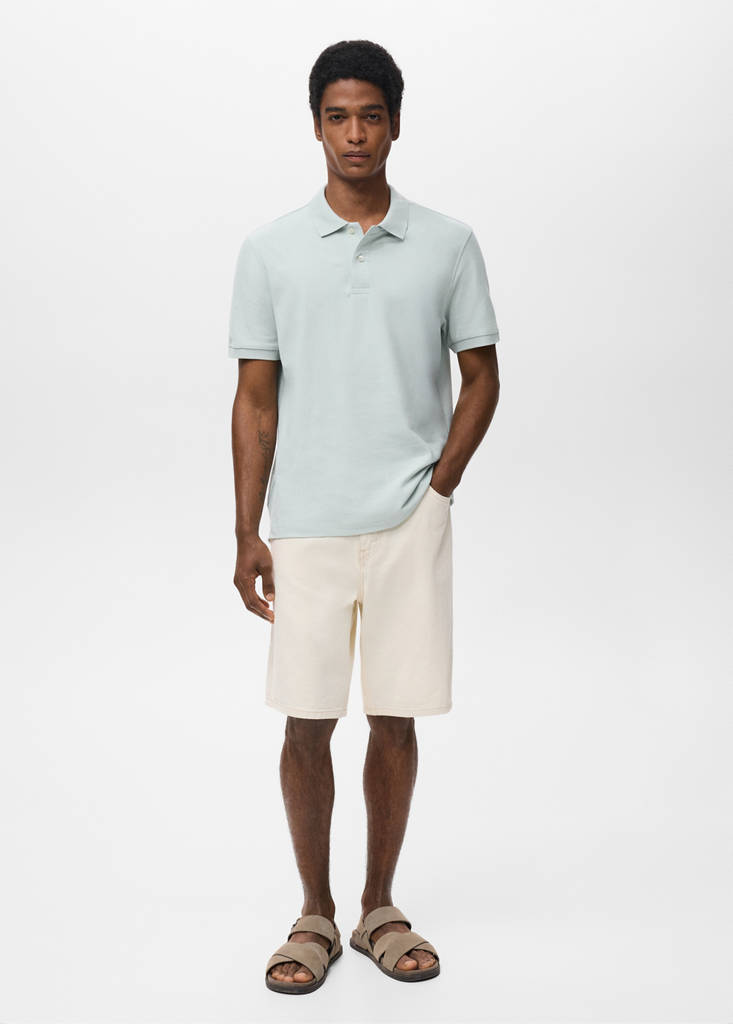 Regular-fit cotton piqué polo shirt — Sky Blue