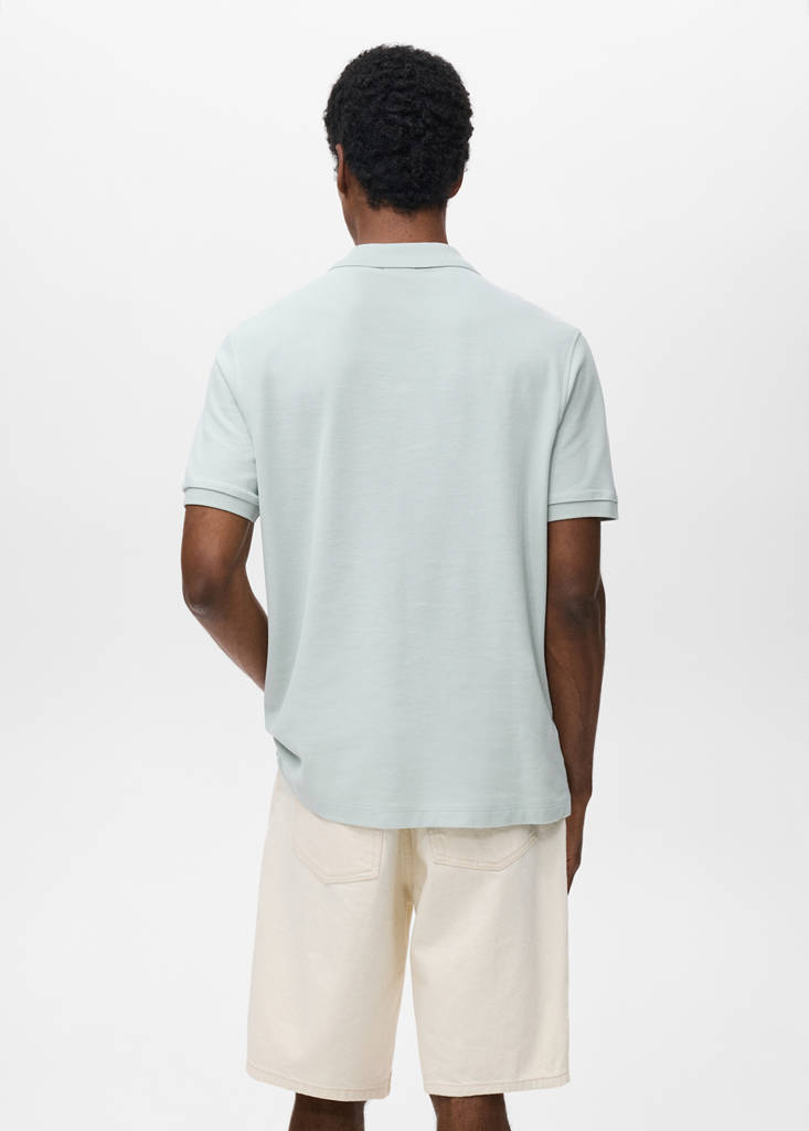 Regular-fit cotton piqué polo shirt — Sky Blue
