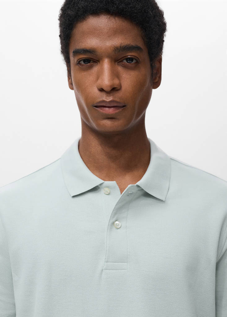 Regular-fit cotton piqué polo shirt — Sky Blue