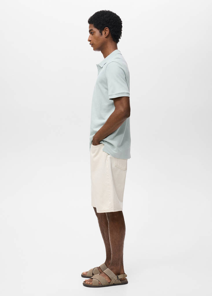 Regular-fit cotton piqué polo shirt — Sky Blue