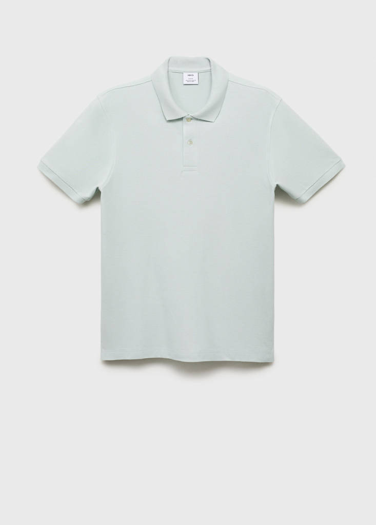 Regular-fit cotton piqué polo shirt — Sky Blue