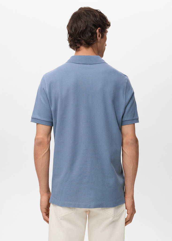 Regular-fit cotton piqué polo shirt — Blue