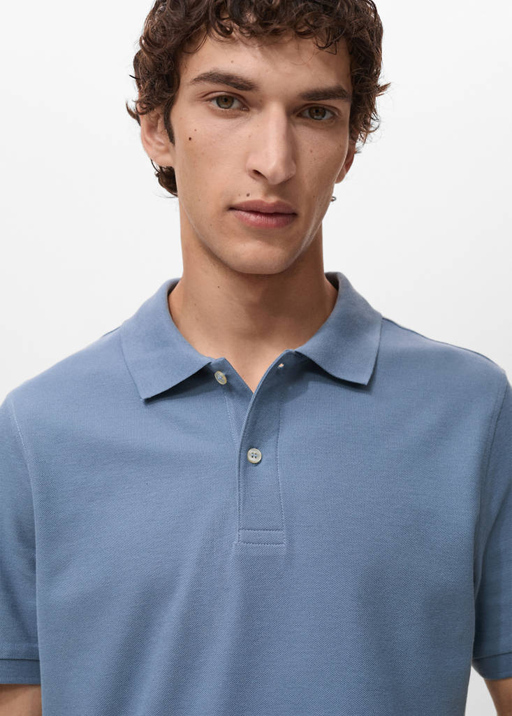 Regular-fit cotton piqué polo shirt — Blue
