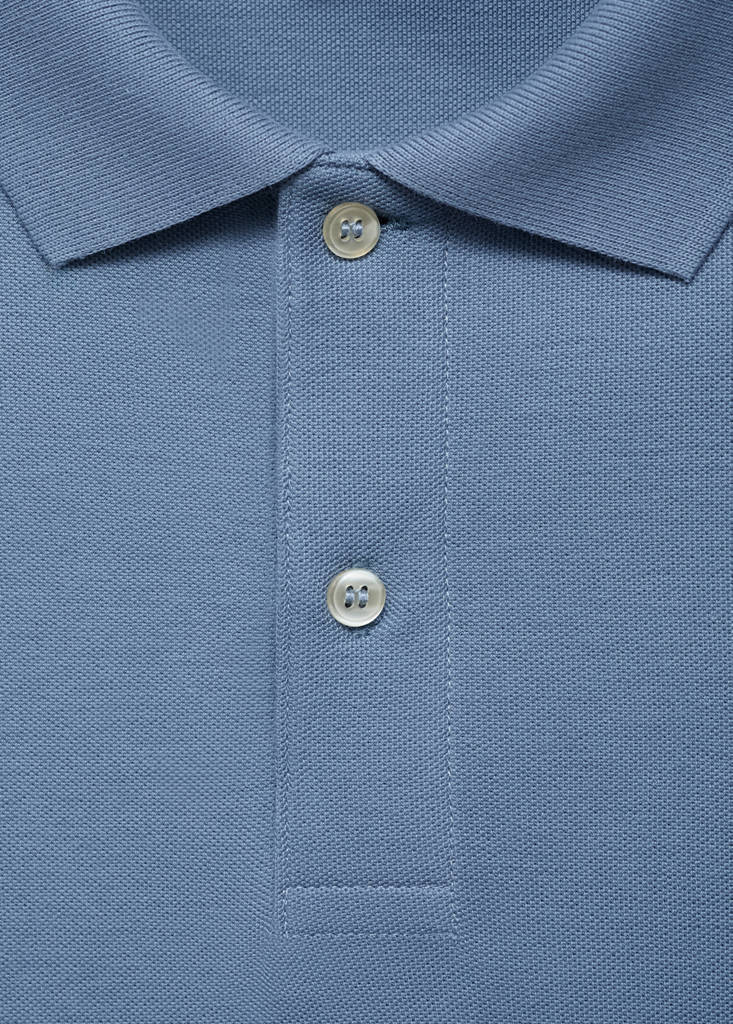 Regular-fit cotton piqué polo shirt — Blue