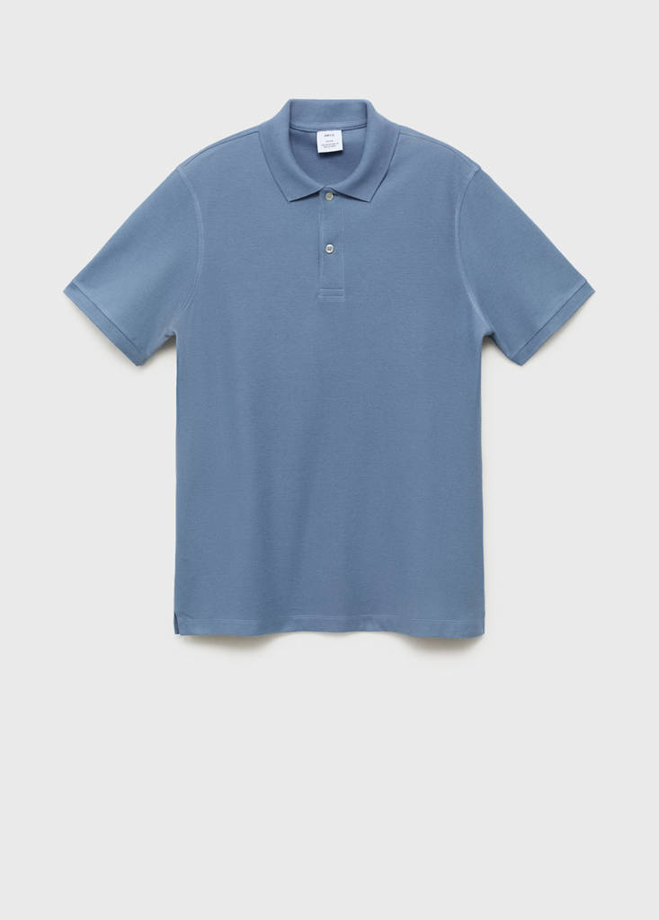 Regular-fit cotton piqué polo shirt — Blue