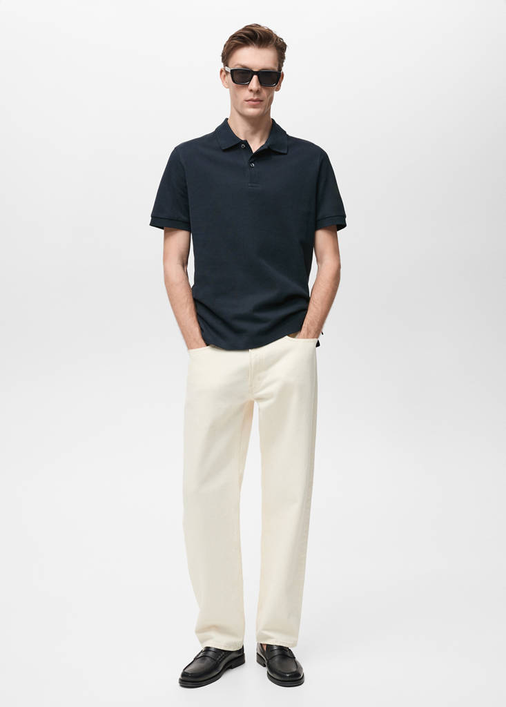 Regular-fit cotton piqué polo shirt — Dark Navy