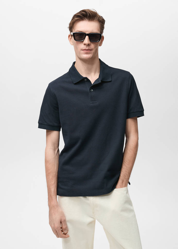 Regular-fit cotton piqué polo shirt — Dark Navy