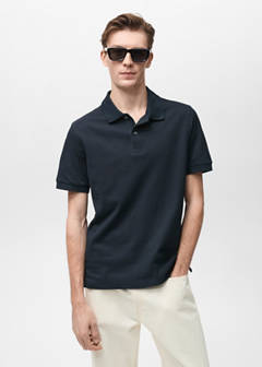 Regular-fit cotton piqué polo shirt — Dark Navy 1