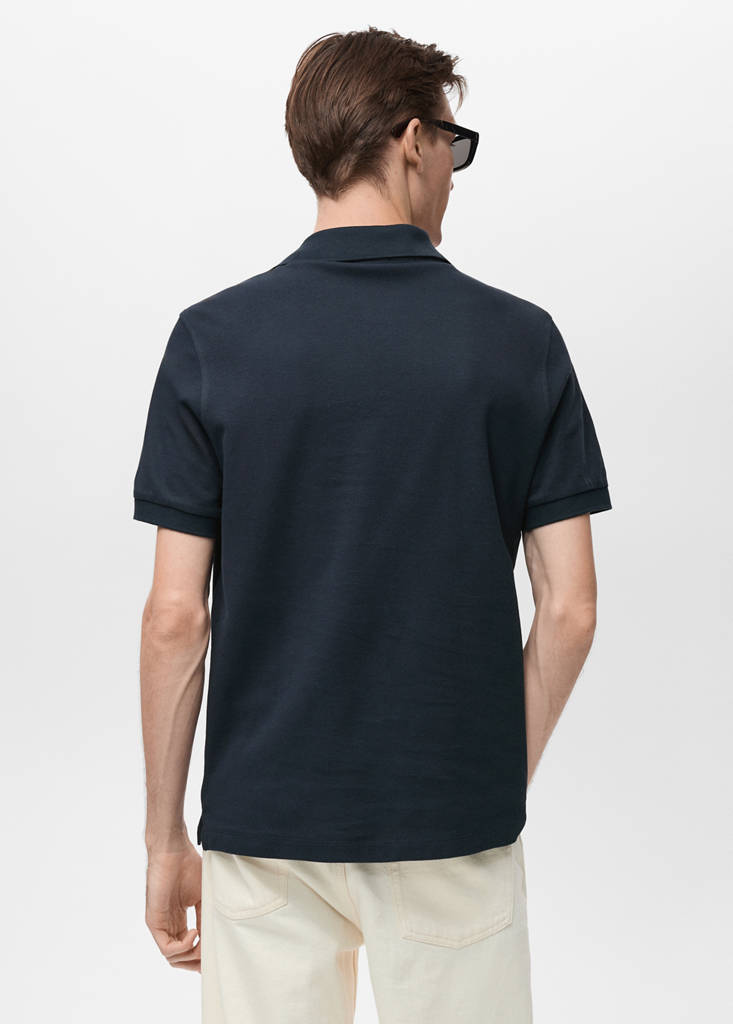 Regular-fit cotton piqué polo shirt — Dark Navy