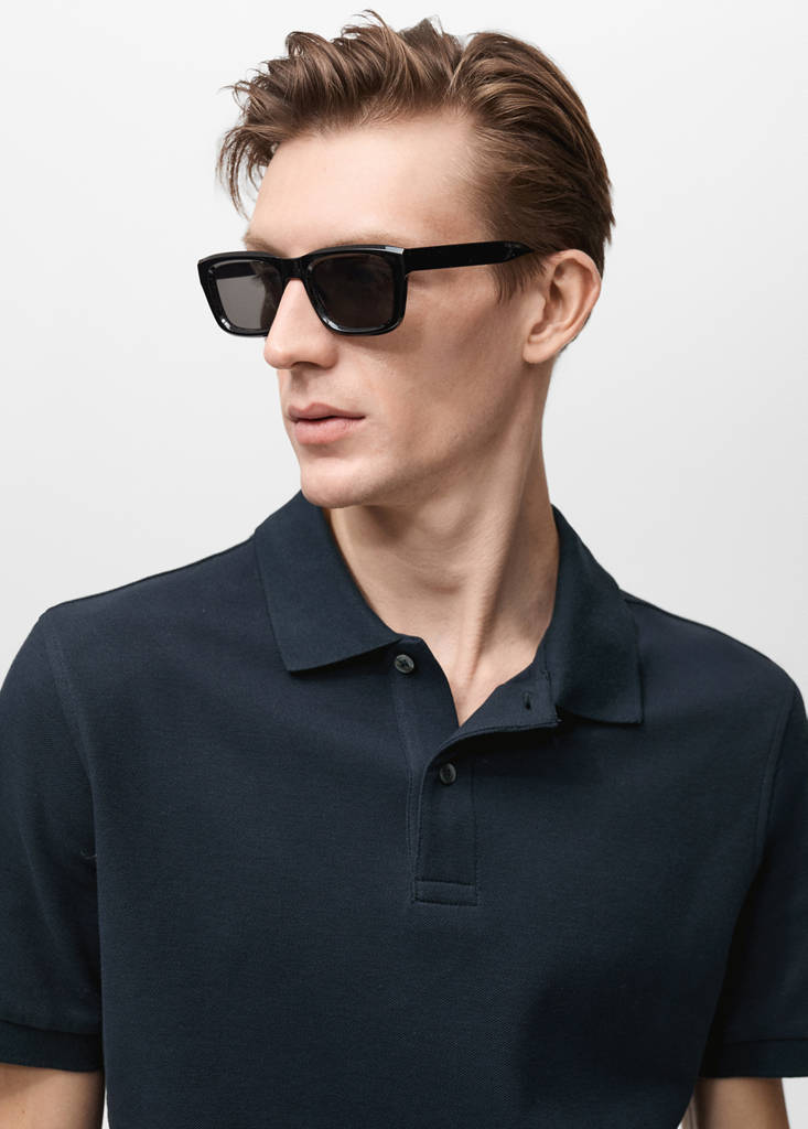 Regular-fit cotton piqué polo shirt — Dark Navy