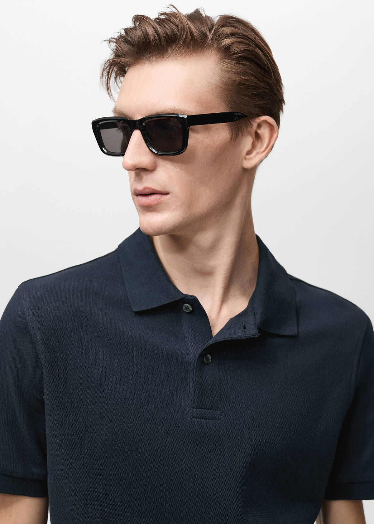Regular-fit cotton piqué polo shirt — Dark Navy