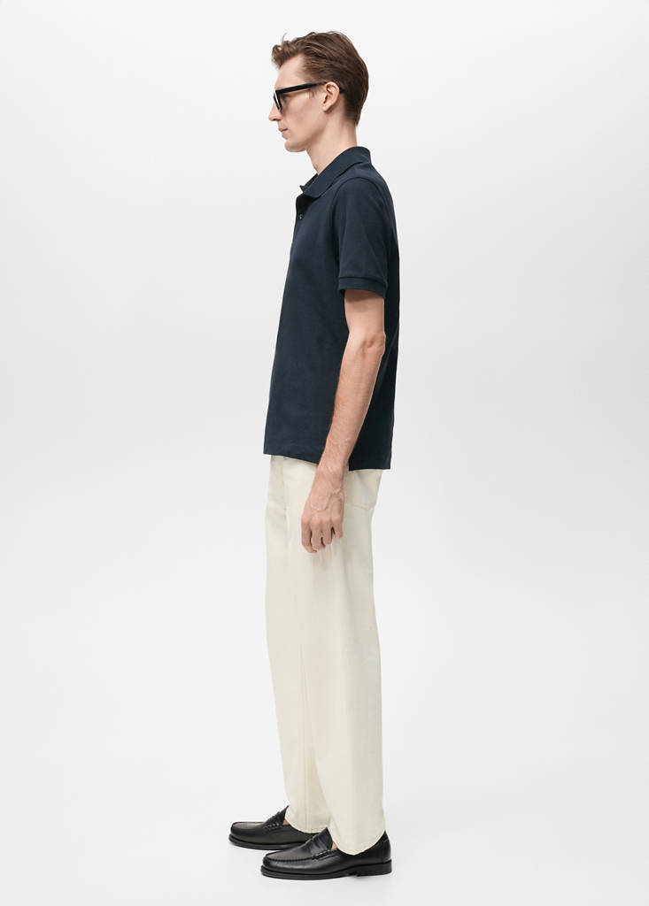 Regular-fit cotton piqué polo shirt — Dark Navy