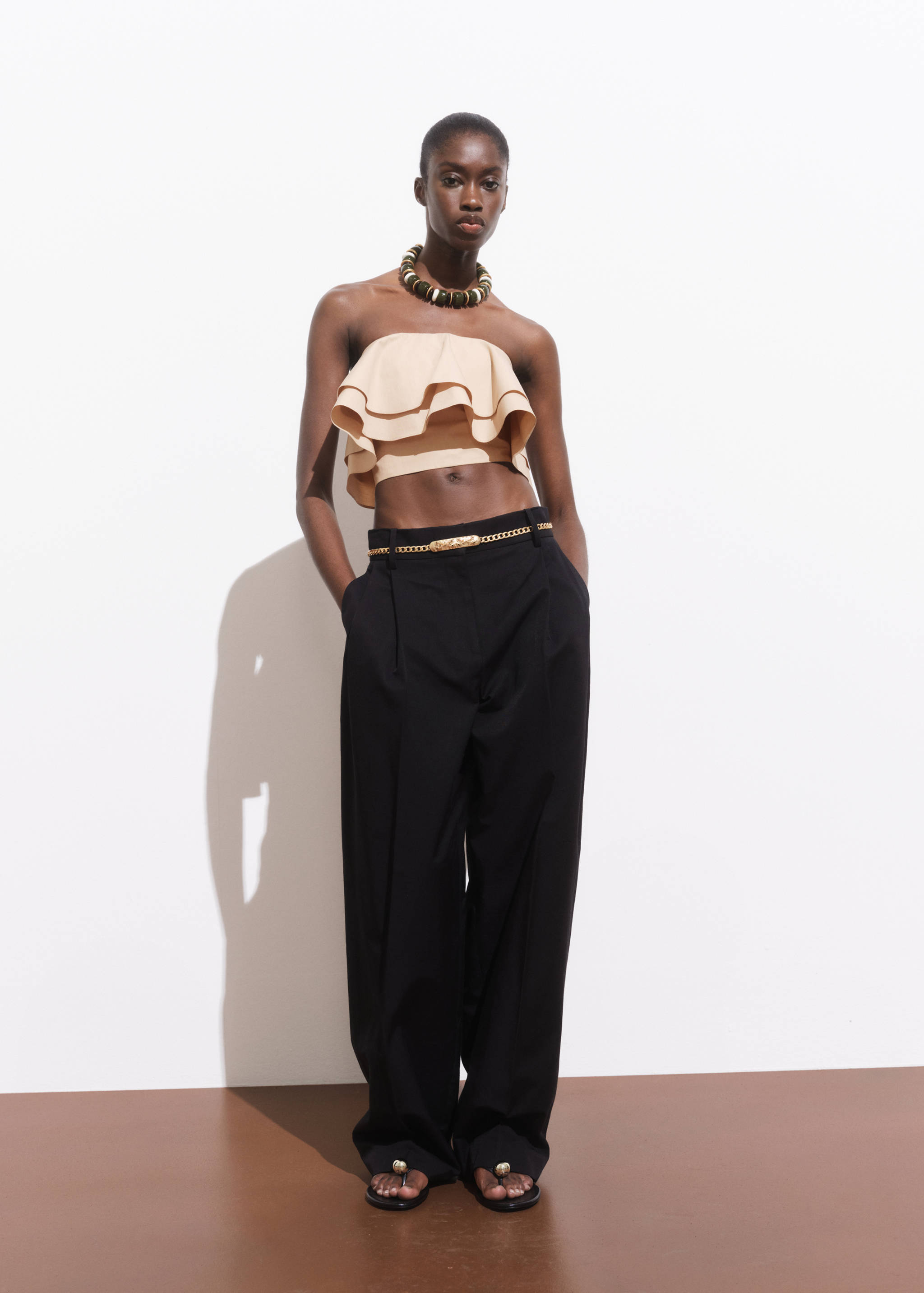 Strapless top with ruffles - General plane