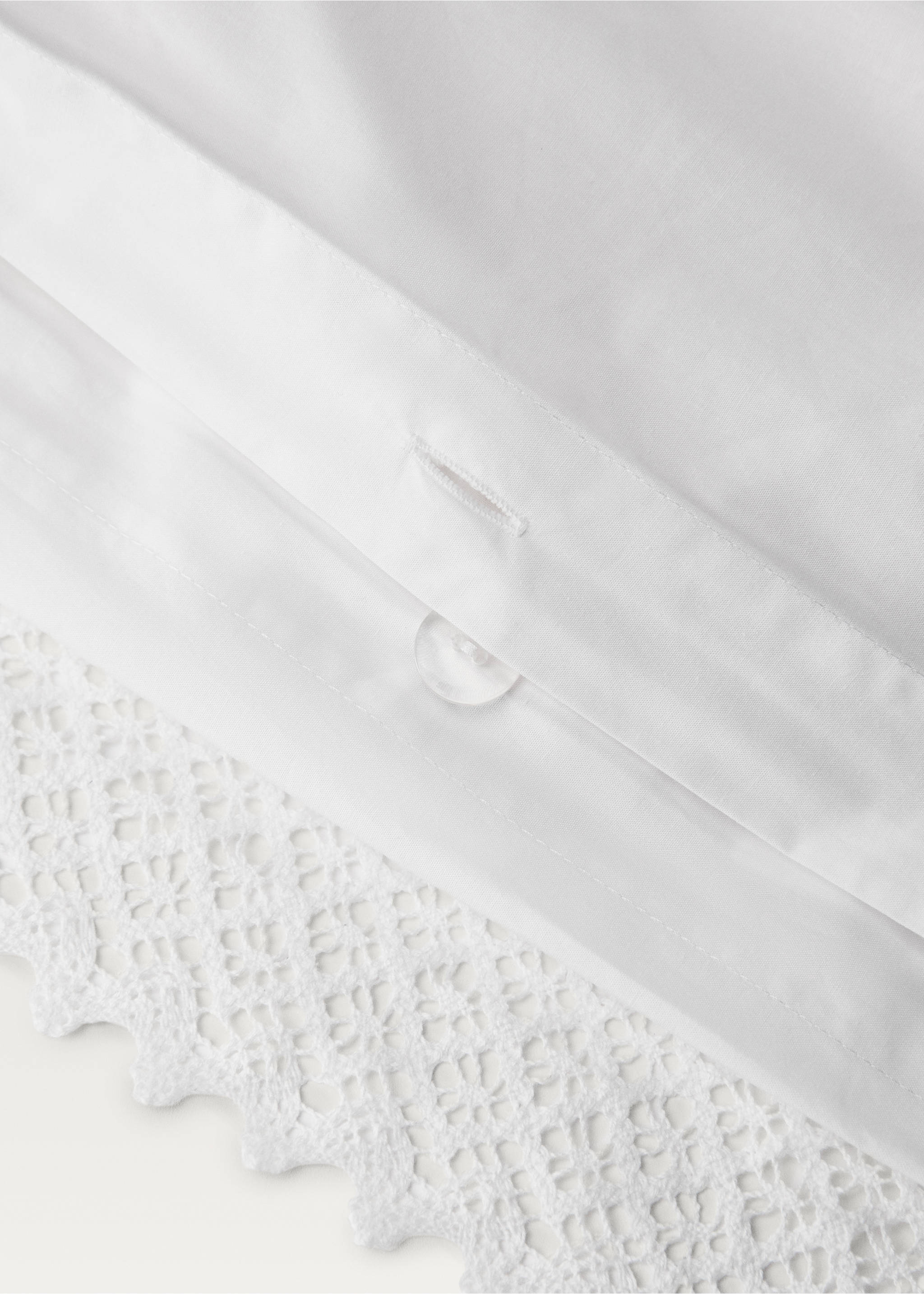 Duvet cover with lace detail for 150/160 cm bed - Details of the article 2, White. Ref: 17051277-00.