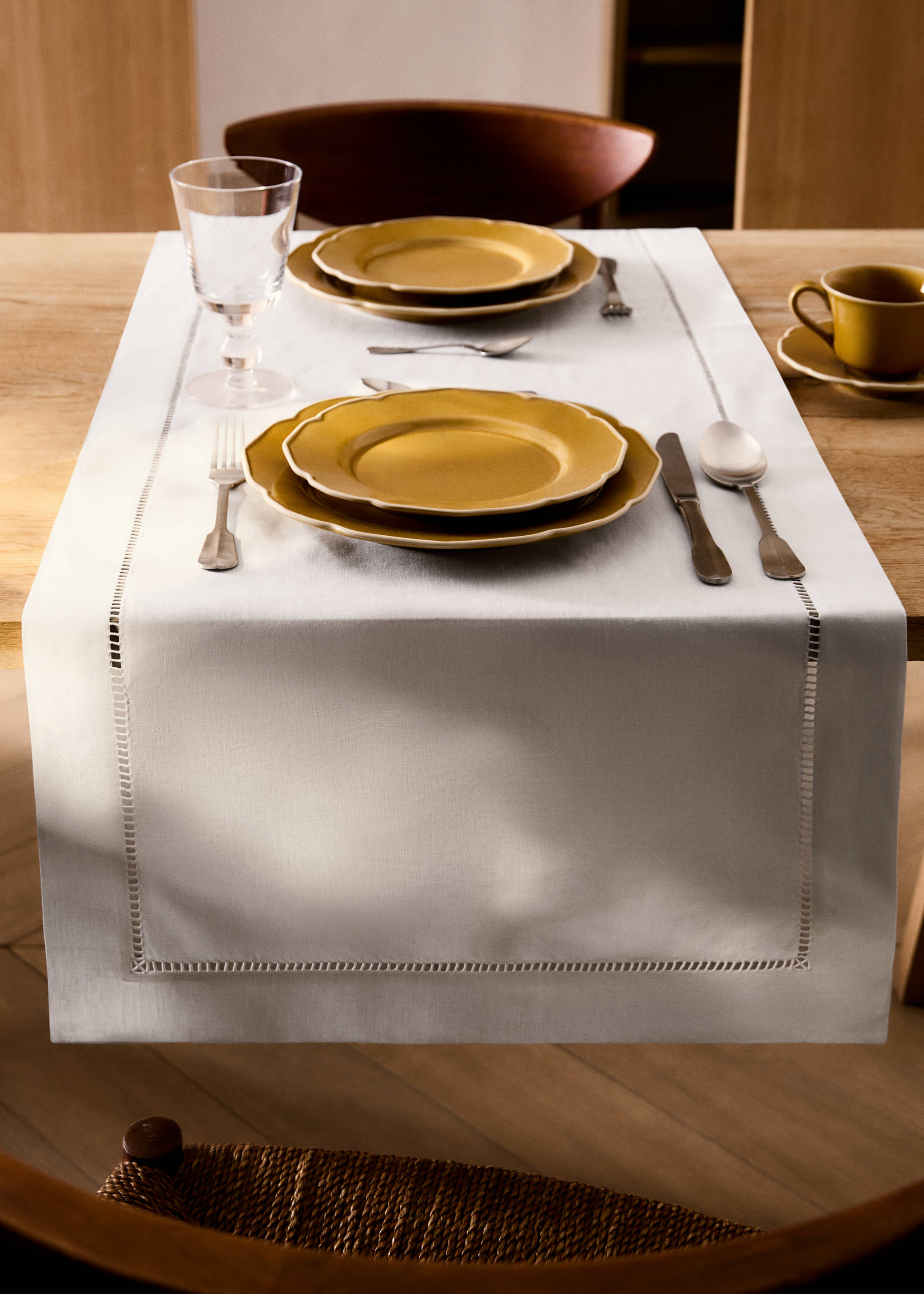 Leinen-Tischläufer mit Hohlsaum - Allgemeine Ansicht