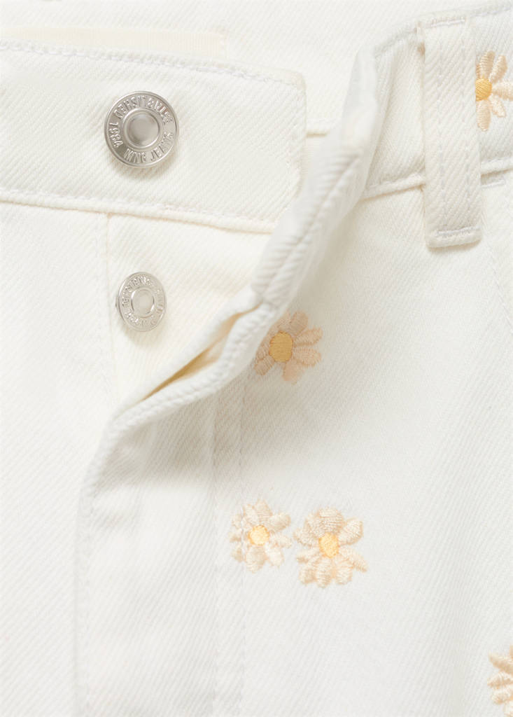 Flower-embroidered wide leg jeans — Off White
