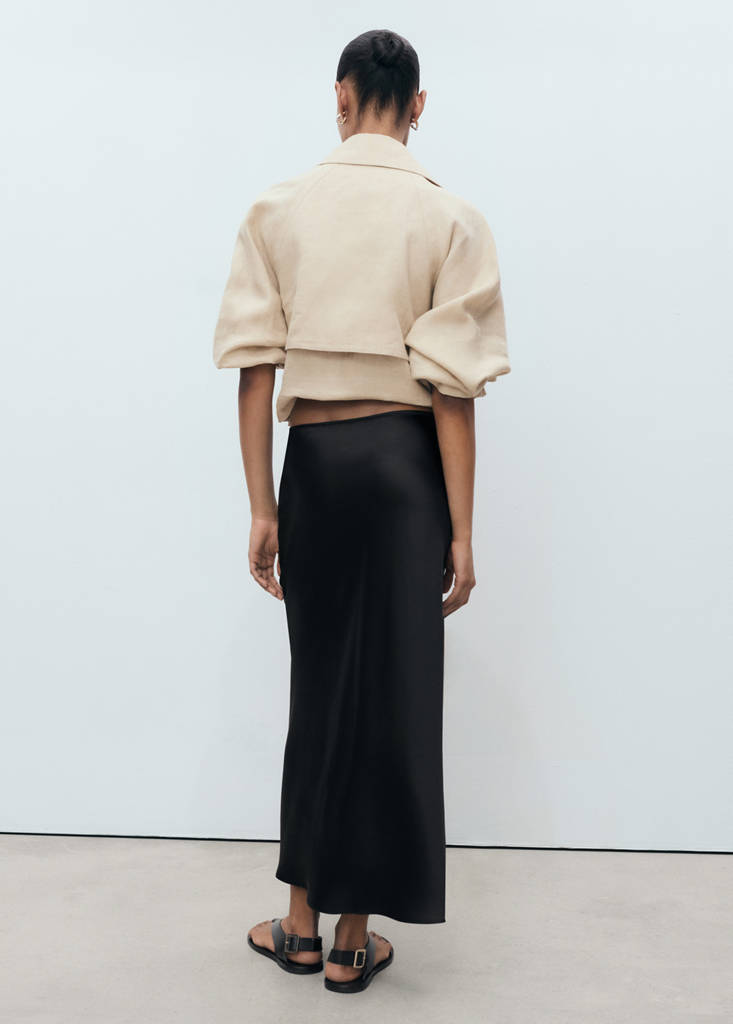 Satin long skirt — Black