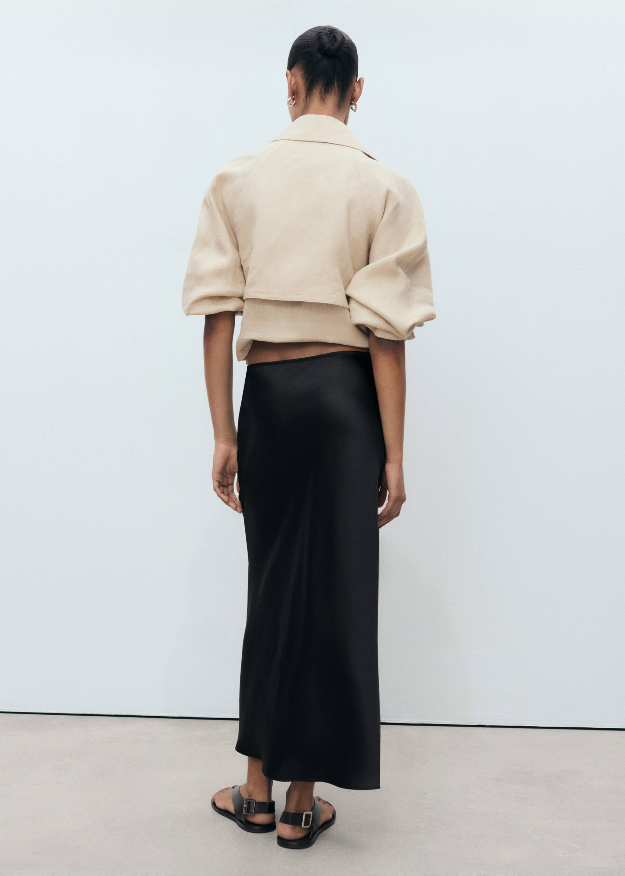 Jupe longue satinée - Verso de l’article, Noir. Ref: 17051288-00.