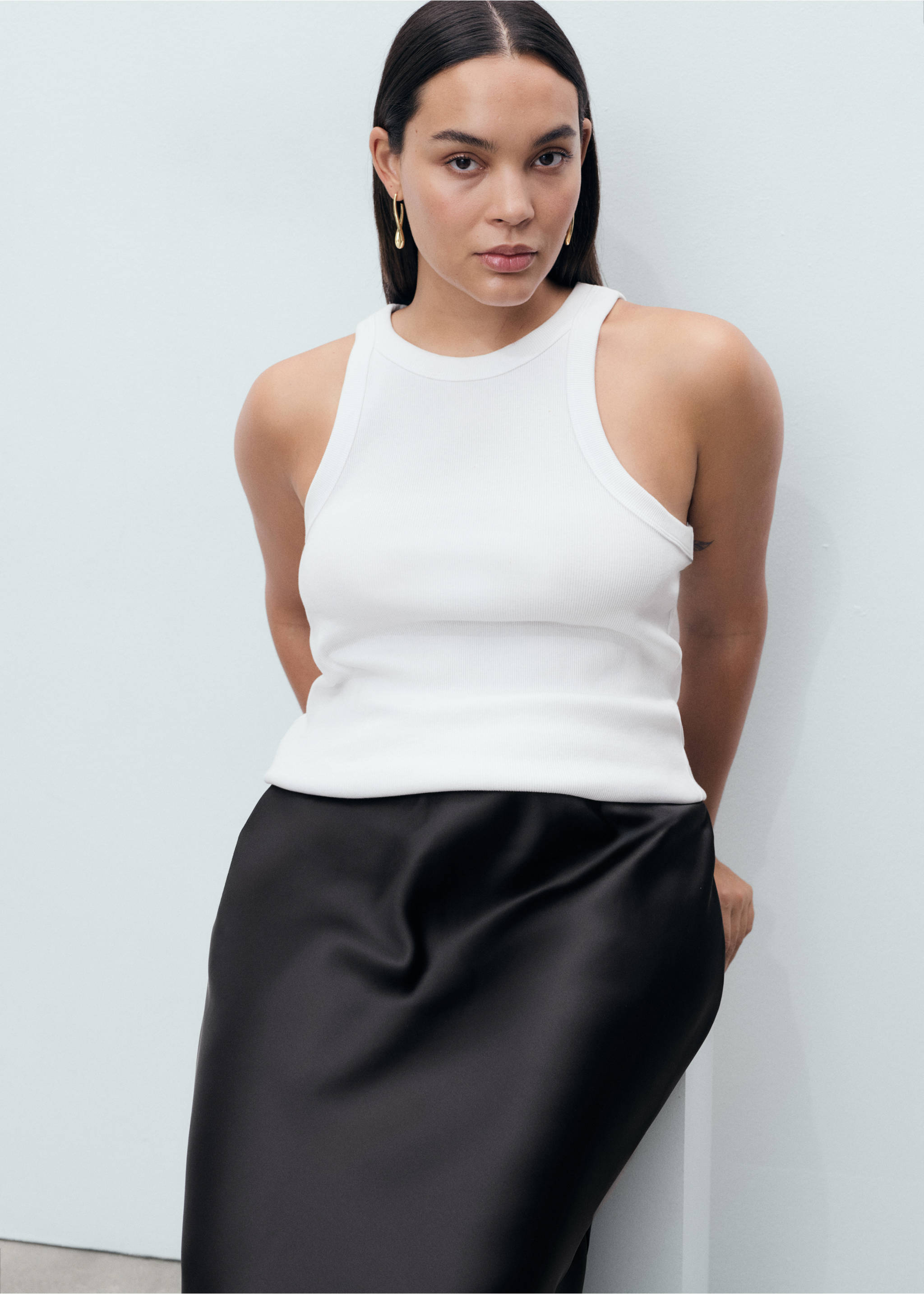 Jupe longue satinée - Détail de l'article 5, Noir. Ref: 17051288-00.