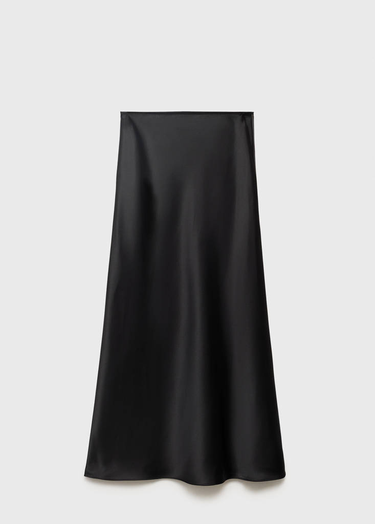 Satin long skirt — Black