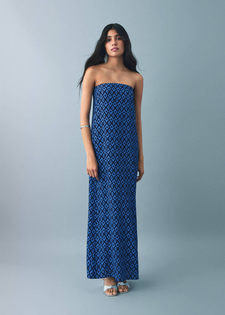 MANGO TEEN - Robe fluide imprimée bleu marine - XXS - Fille Teen