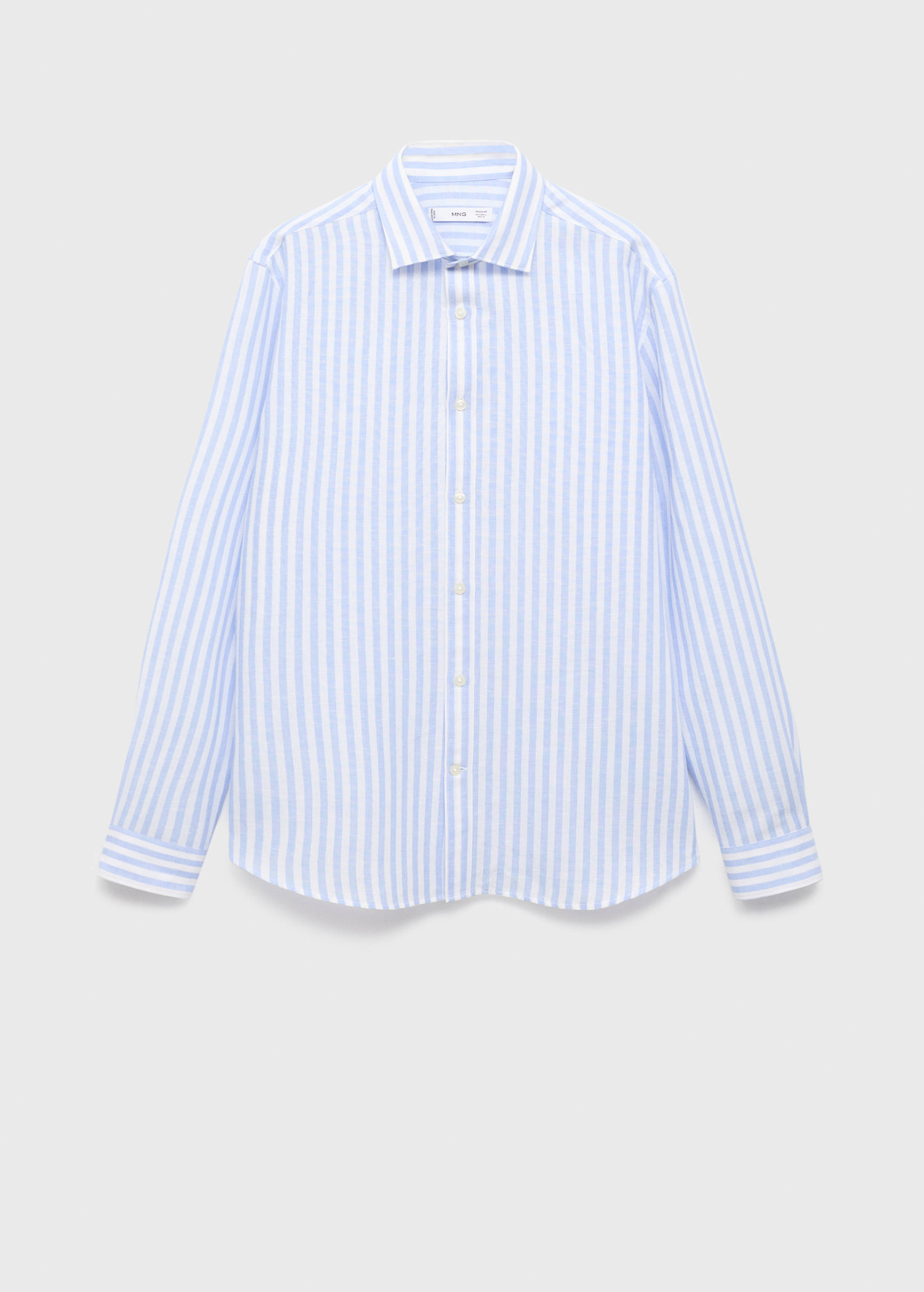 Regular-fit striped cotton-linen shirt - Article without model