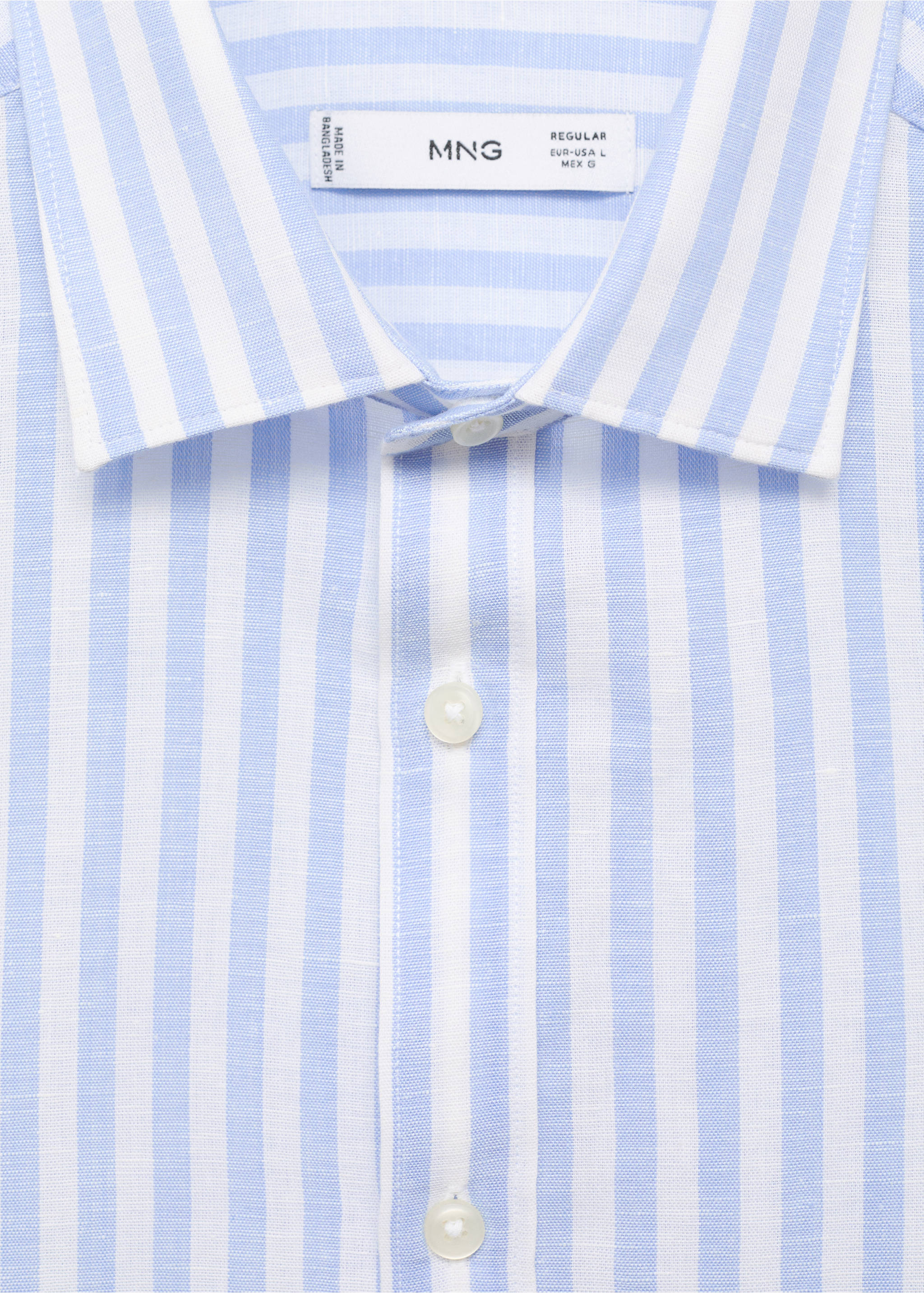 Рубашка regular fit лен и хлопок в полоску - Деталь изделия 8, Синий. Ref: 17051290-00.