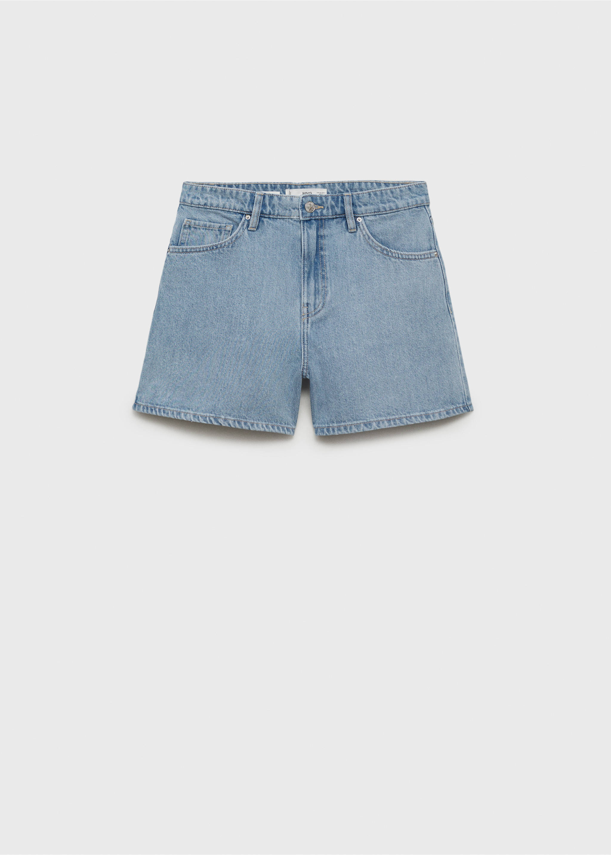 High-waisted straight-fit denim shorts - Article without model, Light Blue. Ref: 17051514-00.