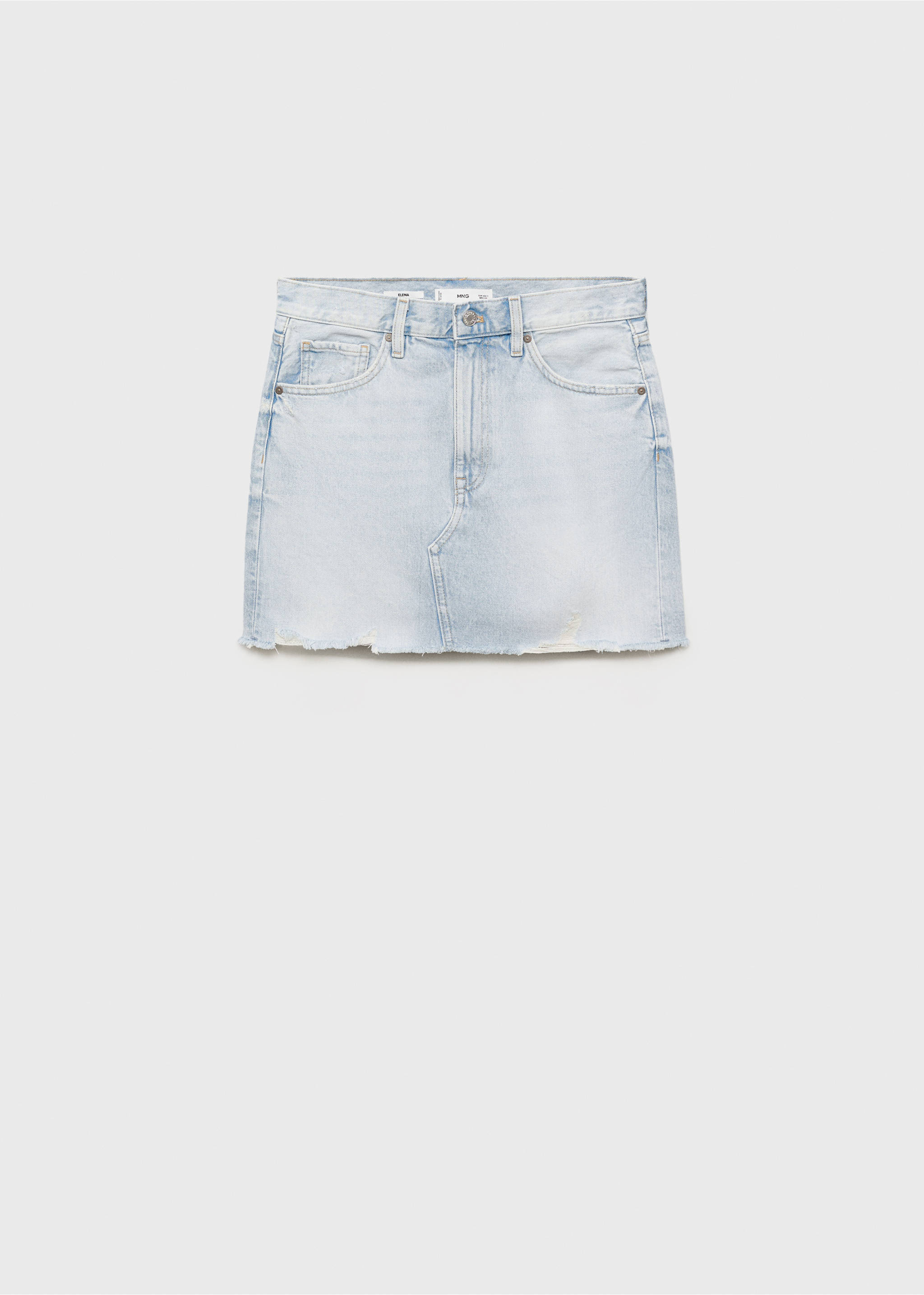 Denim skirt with frayed hem - Article without model, Light Blue. Ref: 17051520-00.