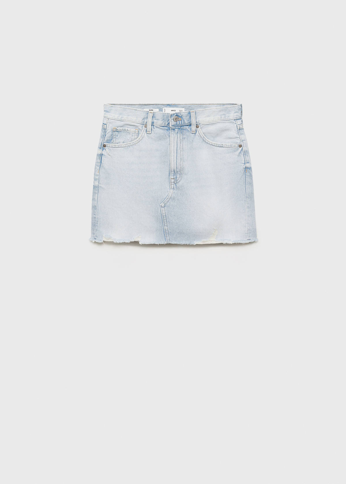Denim skirt with frayed hem — Light Blue