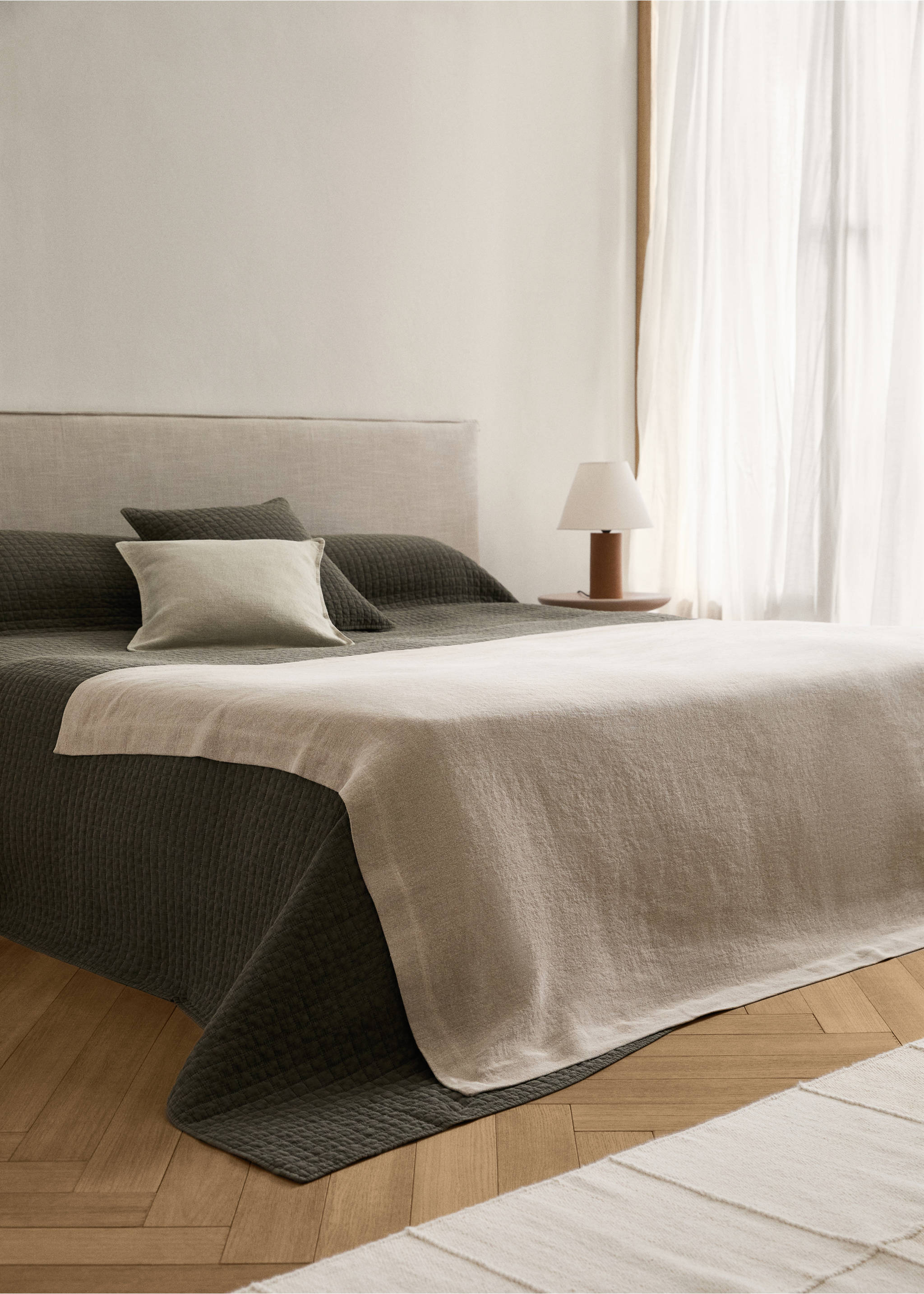 Couvre-lit 100 % lin - Plan général, Beige. Ref: 17051521-00.