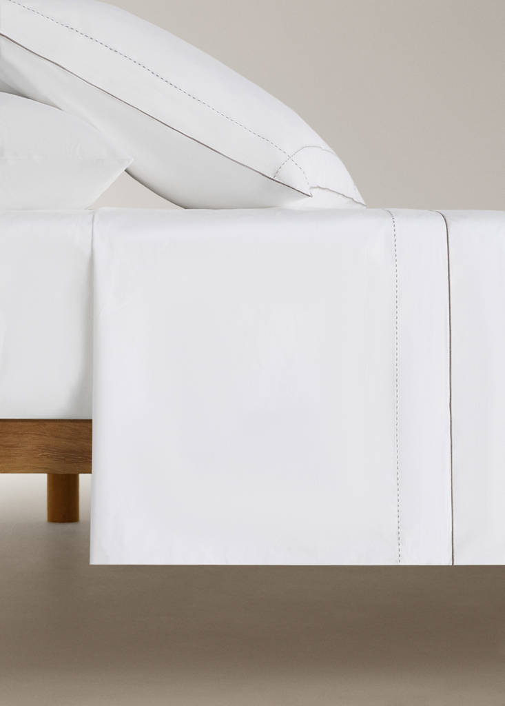 MANGO HOME - Drap plat percale de coton 200 fils lit 180/200 cm blanc - Lit 180/200 cm