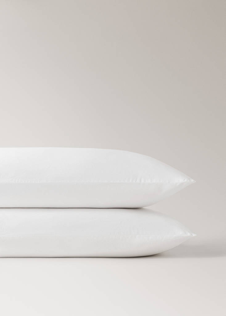 Washed cotton percale pillowcase with zigzag stitching 50x75 cm — Off White