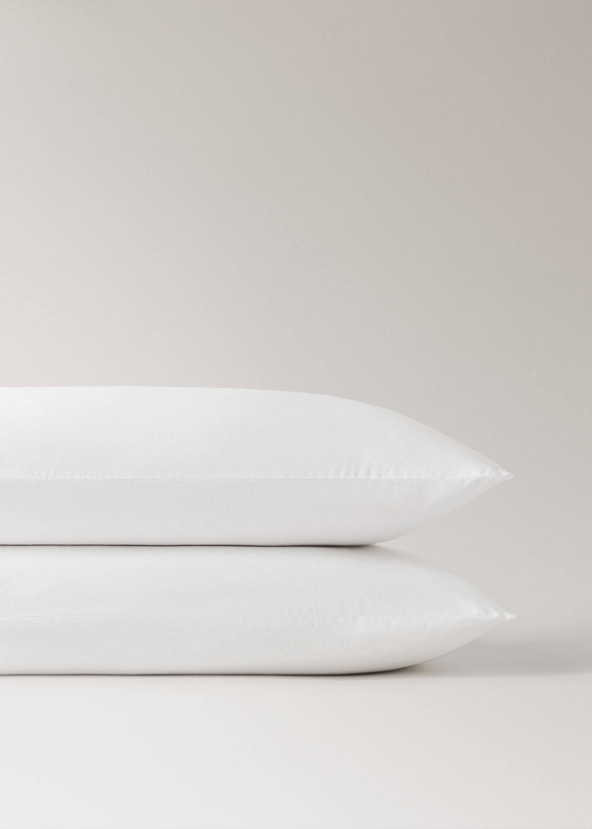 Washed cotton percale pillowcase with zigzag stitching 50x75 cm — Off White