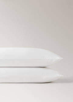 Washed cotton percale pillowcase with zigzag stitching 50x75 cm — Off White 2