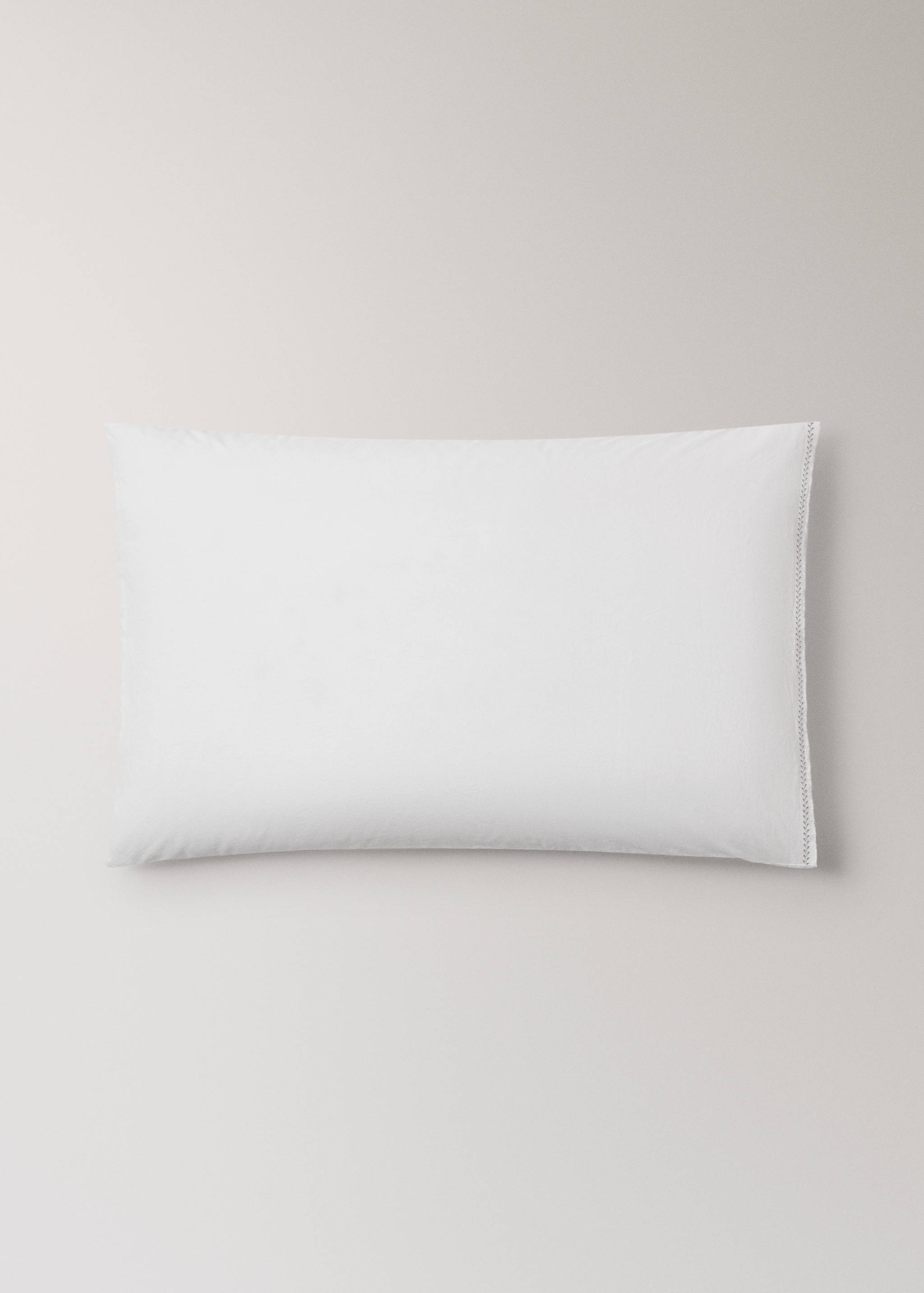 Taie d’oreiller percale de coton lavé surpiqûres zigzag 50x75 cm - Article sans modèle