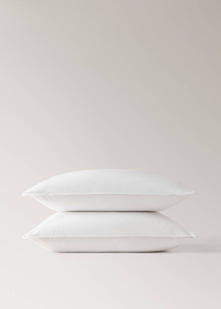 Washed cotton percale pillowcase with zigzag stitching 60x60 cm — Off White