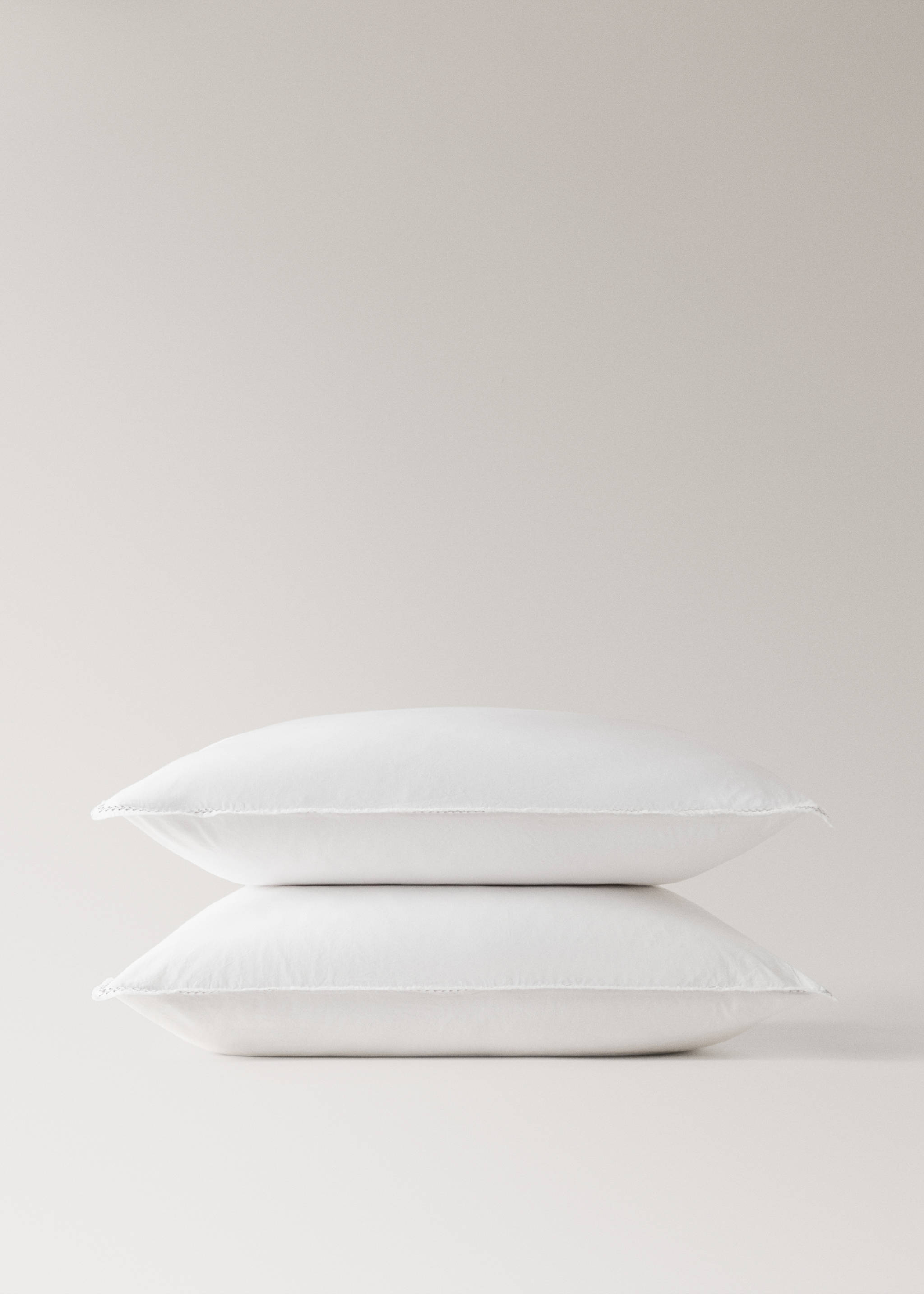 Washed cotton percale pillowcase with zigzag stitching 60x60 cm - Details of the article 1