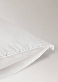 Washed cotton percale pillowcase with zigzag stitching 60x60 cm — Off White 3