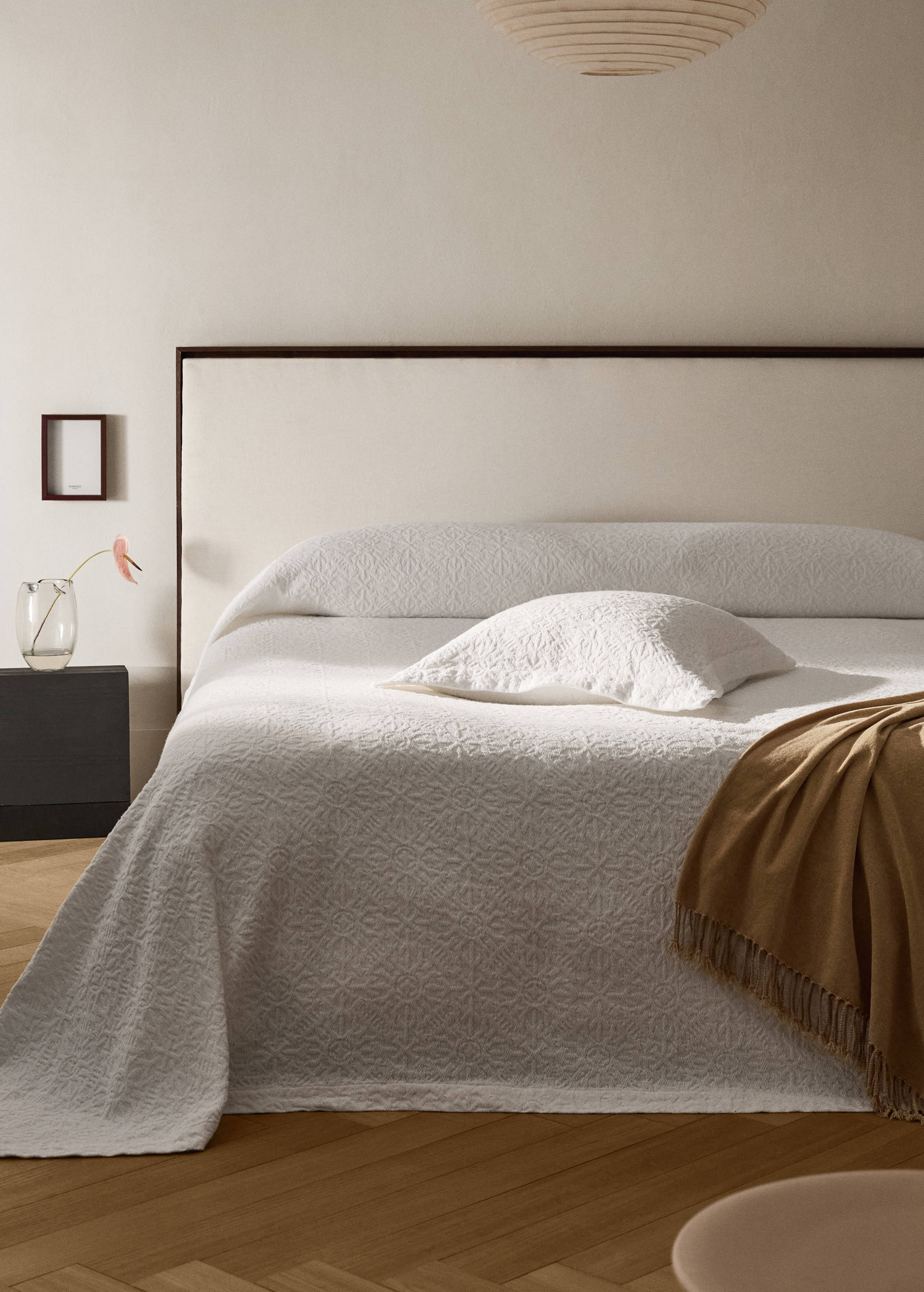 Sengeteppe i jacquard bomull med mosaikkmønster, seng 180/200 cm - Total bildeutsnitt