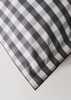 Two percale cotton gingham check pillowcases 50x75 cm — Grey 5